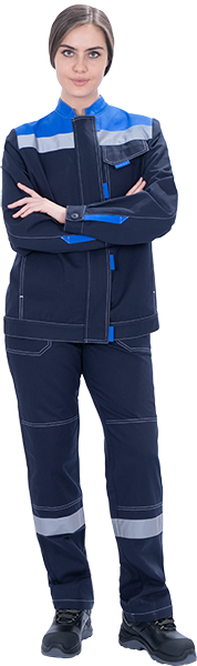 Костюм женский РАЦИОНАЛИЗАТОР летний, т.синий-василёк, 100% х/б, (куртка, брюки)