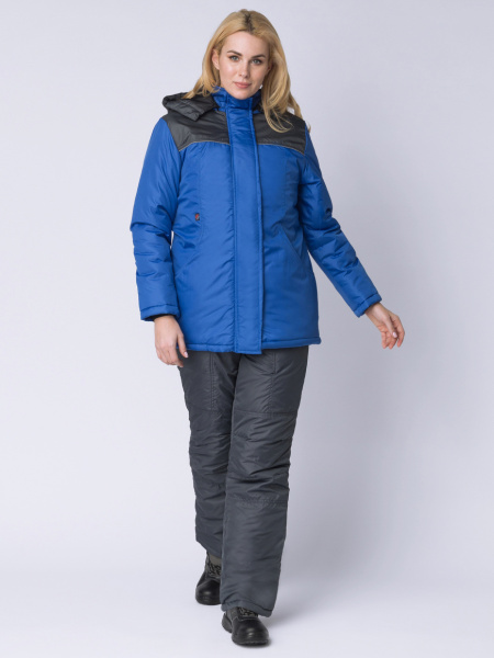 Куртка зимняя женская Сакрин (Дюспо), васильковый/темно-серый