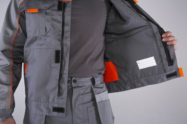 Костюм Союз-Профессионал-1 (тк.Балтекс,240) брюки, серый/св.серый/оранжевый