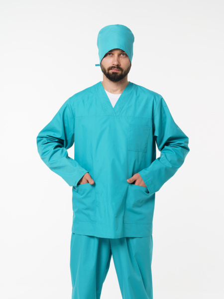 Костюм рабочий универсальный №104 (куртка, брюки) бирюза, ткань смесовая, длинный рукав 