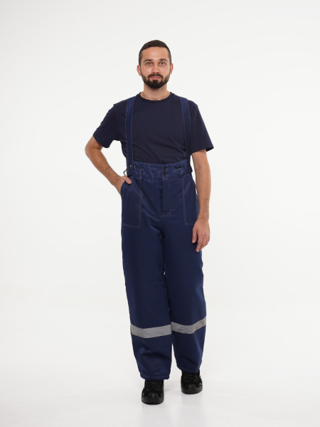 Костюм мужской зимний Кос706 (куртка, брюки) ткань смесовая, цвет темно-синий с васильковым