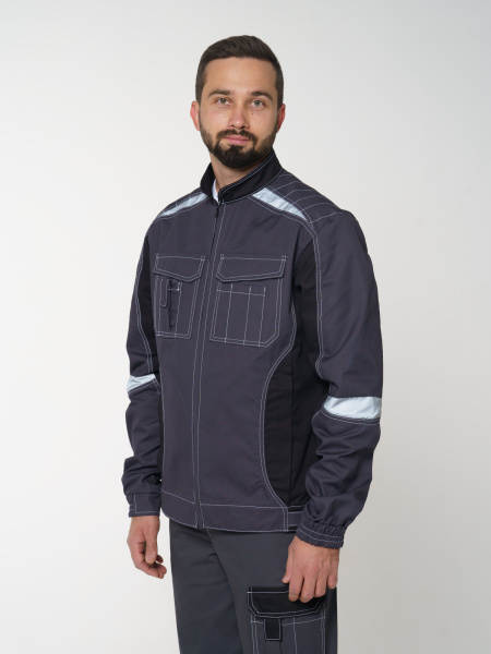 Куртка рабочая мужская №116 серый с черный