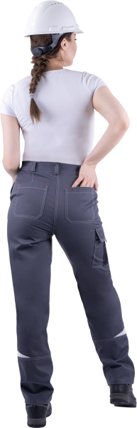 Брюки женские ТУРБО SAFETY от механических воздействий и ОПЗ, серый/чёрный/красный