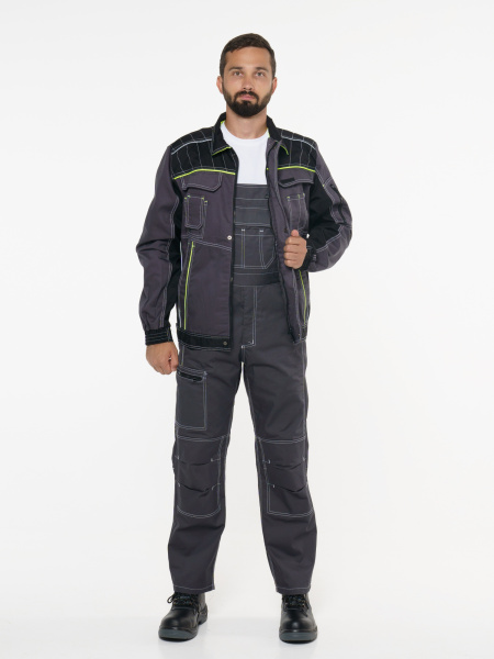 Куртка "Престиж" кор.,летняя темно-серая с лим. кантом тк.Rodos (245 гр/кв.м) (ЧЗ)