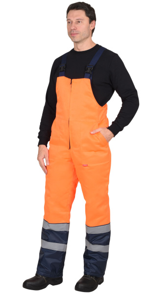 Костюм "МАГИСТРАЛЬ-3" куртка, п/к, синий с оранж. и СОП 50мм тк.Гретта