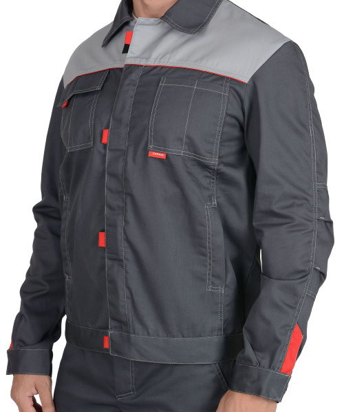 Костюм "ФАВОРИТ" летний: куртка,  брюки тёмно-серый с серым (тк. Орион) Сириус