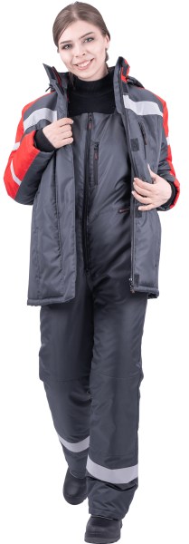 Костюм РОУД зим, жен. т.серый-красный Кос 228 Оксфорд 240, пл. 130 г/м² Оксфорд 240, пл. 130 г/м² ЧЗ