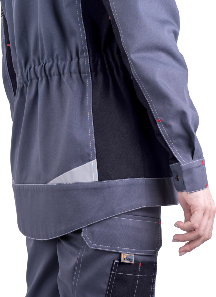 Куртка женская ТУРБО SAFETY от механических воздействий и ОПЗ, серый/чёрный/красный