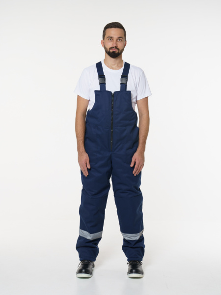 Костюм мужской зимний Кос703 (куртка, полукомбинезон) ткань Твил, цвет темно-синий с васильковым (ЧЗ)