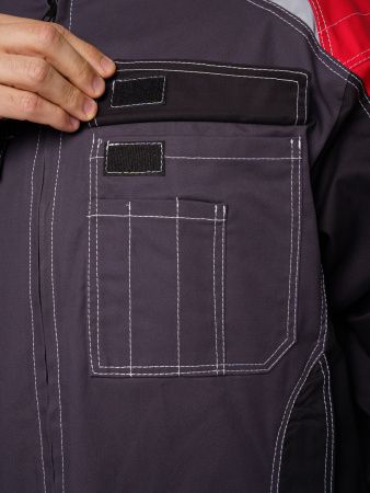 Куртка рабочая мужская №116 цвет серый с красным, черным