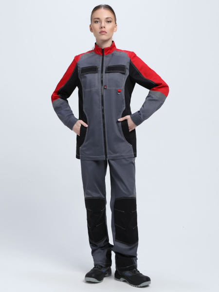 Костюм женский Формула-1 (тк.Смесовая,240) брюки, серый/красный/черный