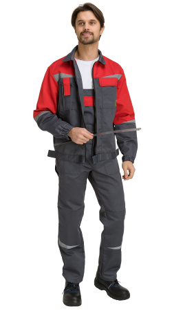 Костюм "Монтана" с полукомбинезоном (т.серый/красный) (Рейнир) (ЧЗ)