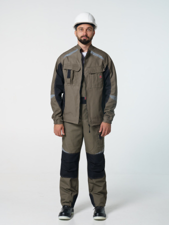 Полукомбинезон рабочий мужской №116 хаки, черный, СОП, ткань Канвас