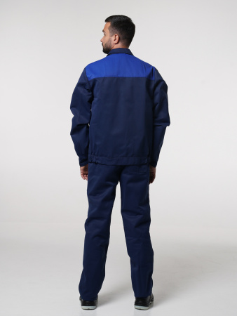 Костюм рабочий мужской №113 (куртка, брюки) темно-синий с васильковым (ЧЗ)