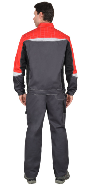 Костюм "Фаворит-Мега"летн.куртка кор. п/к сер. с красн.,черн.,СОП Тк. Rodos