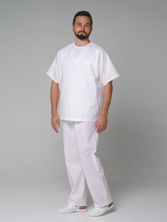 Костюм рабочий универсальный №105 (куртка, брюки) отбеленный, ткань Бязь, без карманов