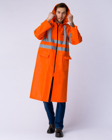 Плащ влагозащитный сигнальный с СОП (210 гр/м2) оранжевый ЯШФ
