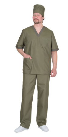 Костюм "Реал" мужской: куртка, брюки, колпак оливковый с хаки (ЧЗ)