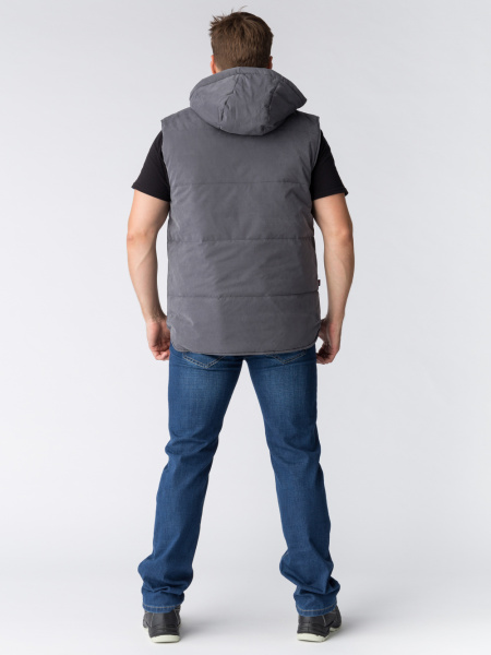 Жилет утепленный с капюшоном Респект (тк.Таслан), т.серый (ЧЗ)